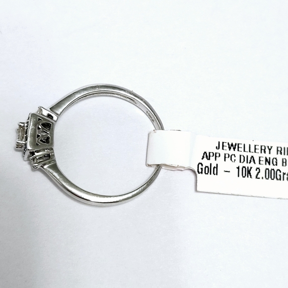 Blue & White Diamonds 10K Gold Princess Ring Certificate - Picture 6 of 15